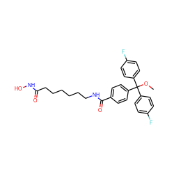 COC(c1ccc(F)cc1)(c1ccc(F)cc1)c1ccc(C(=O)NCCCCCCC(=O)NO)cc1 ZINC000118145994