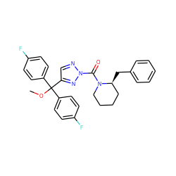 COC(c1ccc(F)cc1)(c1ccc(F)cc1)c1cnn(C(=O)N2CCCC[C@@H]2Cc2ccccc2)n1 ZINC001772603244