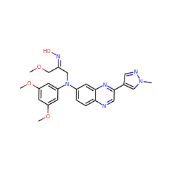 COC/C(CN(c1cc(OC)cc(OC)c1)c1ccc2ncc(-c3cnn(C)c3)nc2c1)=N\O ZINC000222885082