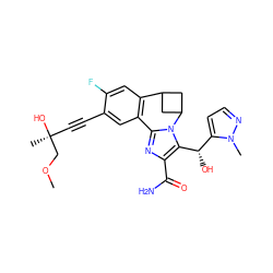 COC[C@@](C)(O)C#Cc1cc2c(cc1F)C1CC(C1)n1c-2nc(C(N)=O)c1[C@@H](O)c1ccnn1C ZINC000219533995