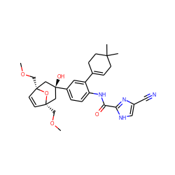 COC[C@@]12C=C[C@@](COC)(C[C@](O)(c3ccc(NC(=O)c4nc(C#N)c[nH]4)c(C4=CCC(C)(C)CC4)c3)C1)O2 ZINC000100619432