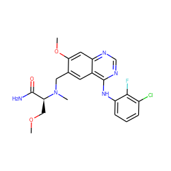 COC[C@@H](C(N)=O)N(C)Cc1cc2c(Nc3cccc(Cl)c3F)ncnc2cc1OC ZINC000034642910