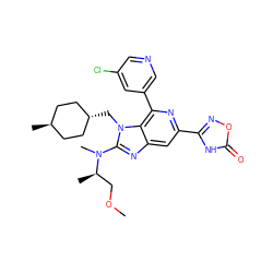 COC[C@@H](C)N(C)c1nc2cc(-c3noc(=O)[nH]3)nc(-c3cncc(Cl)c3)c2n1C[C@H]1CC[C@H](C)CC1 ZINC000261146797