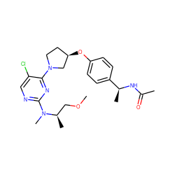 COC[C@@H](C)N(C)c1ncc(Cl)c(N2CC[C@@H](Oc3ccc([C@H](C)NC(C)=O)cc3)C2)n1 ZINC000261192724