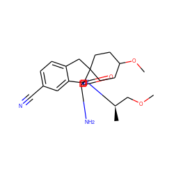 COC[C@@H](C)N1C(=O)[C@]2(N=C1N)c1cc(C#N)ccc1CC21CCC(OC)CC1 ZINC000142163839