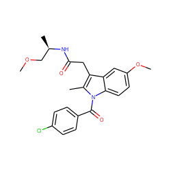 COC[C@@H](C)NC(=O)Cc1c(C)n(C(=O)c2ccc(Cl)cc2)c2ccc(OC)cc12 ZINC000013441230