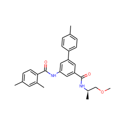 COC[C@@H](C)NC(=O)c1cc(NC(=O)c2ccc(C)cc2C)cc(-c2ccc(C)cc2)c1 ZINC000142613303