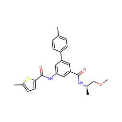 COC[C@@H](C)NC(=O)c1cc(NC(=O)c2ccc(C)s2)cc(-c2ccc(C)cc2)c1 ZINC000142607941