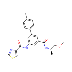 COC[C@@H](C)NC(=O)c1cc(NC(=O)c2cscn2)cc(-c2ccc(C)cc2)c1 ZINC000142616598