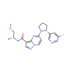 COC[C@@H](C)NC(=O)c1cnn2ccc(N3CCC[C@@H]3c3cncc(F)c3)nc12 ZINC000169249050