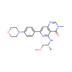 COC[C@@H](C)Nc1nc(-c2ccc(N3CCOCC3)cc2)cc2ncn(C)c(=O)c12 ZINC000115624067