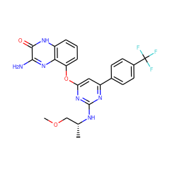 COC[C@@H](C)Nc1nc(Oc2cccc3[nH]c(=O)c(N)nc23)cc(-c2ccc(C(F)(F)F)cc2)n1 ZINC000035834862