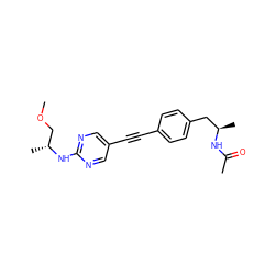 COC[C@@H](C)Nc1ncc(C#Cc2ccc(C[C@@H](C)NC(C)=O)cc2)cn1 ZINC000142359277