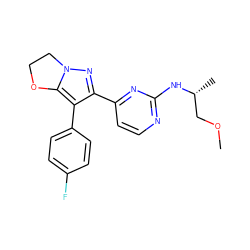 COC[C@@H](C)Nc1nccc(-c2nn3c(c2-c2ccc(F)cc2)OCC3)n1 ZINC000028389974