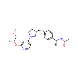 COC[C@@H](C)Oc1cc(N2CC[C@@H](Oc3ccc([C@H](C)NC(C)=O)cc3)C2)ccn1 ZINC000169709764