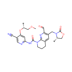 COC[C@@H](C)Oc1cc(NC(=O)N2CCCc3cc(CN4C(=O)OC[C@@H]4C)c(C=O)nc32)ncc1C#N ZINC001772580297