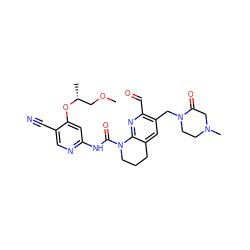 COC[C@@H](C)Oc1cc(NC(=O)N2CCCc3cc(CN4CCN(C)CC4=O)c(C=O)nc32)ncc1C#N ZINC001772658020