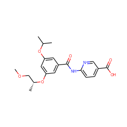 COC[C@@H](C)Oc1cc(OC(C)C)cc(C(=O)Nc2ccc(C(=O)O)cn2)c1 ZINC000038156639