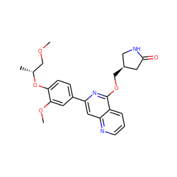 COC[C@@H](C)Oc1ccc(-c2cc3ncccc3c(OC[C@H]3CNC(=O)C3)n2)cc1OC ZINC000141904562