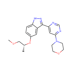 COC[C@@H](C)Oc1ccc2[nH]nc(-c3cc(N4CCOCC4)ncn3)c2c1 ZINC000220971409