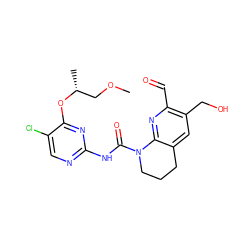 COC[C@@H](C)Oc1nc(NC(=O)N2CCCc3cc(CO)c(C=O)nc32)ncc1Cl ZINC001772570300