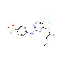 COC[C@@H](C)Oc1nc(Nc2ccc(S(C)(=O)=O)cc2)ncc1C(F)(F)F ZINC000144611998