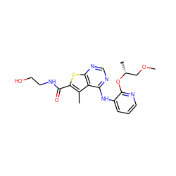 COC[C@@H](C)Oc1ncccc1Nc1ncnc2sc(C(=O)NCCO)c(C)c12 ZINC000169708371