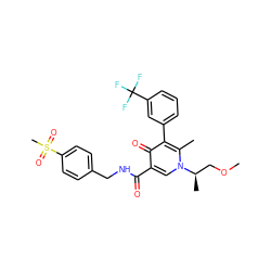 COC[C@@H](C)n1cc(C(=O)NCc2ccc(S(C)(=O)=O)cc2)c(=O)c(-c2cccc(C(F)(F)F)c2)c1C ZINC000148746070