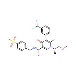 COC[C@@H](C)n1cc(C(=O)NCc2ccc(S(C)(=O)=O)cc2)c(=O)c(-c2cccc(C(F)F)c2)c1C ZINC000148768344