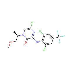 COC[C@@H](C)n1cc(Cl)nc(Nc2c(Cl)cc(C(F)(F)F)cc2Cl)c1=O ZINC000043120161