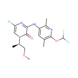 COC[C@@H](C)n1cc(Cl)nc(Nc2cc(C)c(OC(F)F)nc2C)c1=O ZINC000045287341