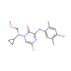 COC[C@@H](C1CC1)n1cc(Cl)nc(Nc2cc(C)c(O)cc2C)c1=O ZINC000043075165