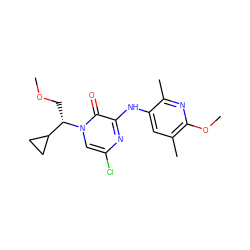 COC[C@@H](C1CC1)n1cc(Cl)nc(Nc2cc(C)c(OC)nc2C)c1=O ZINC000045299236