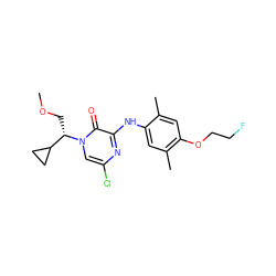 COC[C@@H](C1CC1)n1cc(Cl)nc(Nc2cc(C)c(OCCF)cc2C)c1=O ZINC000095554720