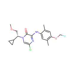 COC[C@@H](C1CC1)n1cc(Cl)nc(Nc2cc(C)c(OCF)cc2C)c1=O ZINC000095557452