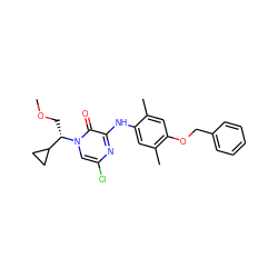 COC[C@@H](C1CC1)n1cc(Cl)nc(Nc2cc(C)c(OCc3ccccc3)cc2C)c1=O ZINC000043078359