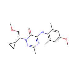 COC[C@@H](C1CC1)n1nc(C)nc(Nc2c(C)cc(OC)cc2C)c1=O ZINC000049110066