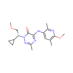 COC[C@@H](C1CC1)n1nc(C)nc(Nc2cc(C)c(OC)nc2C)c1=O ZINC000049037616