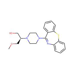 COC[C@@H](CO)N1CCN(C2=Nc3ccccc3Sc3ccccc32)CC1 ZINC000013861686