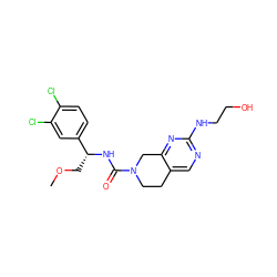 COC[C@@H](NC(=O)N1CCc2cnc(NCCO)nc2C1)c1ccc(Cl)c(Cl)c1 ZINC000202126980