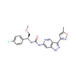 COC[C@@H](NC(=O)Nc1cc2[nH]nc(-c3cc(C)on3)c2cn1)c1ccc(F)cc1 ZINC000261103143