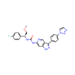 COC[C@@H](NC(=O)Nc1cc2[nH]nc(-c3ccc(-n4ccnn4)cc3)c2cn1)c1ccc(F)cc1 ZINC000261137670