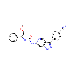 COC[C@@H](NC(=O)Nc1cc2[nH]nc(-c3ccc(C#N)cc3)c2cn1)c1ccccc1 ZINC000219765571