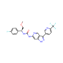 COC[C@@H](NC(=O)Nc1cc2[nH]nc(-c3ccc(C(F)(F)F)nc3)c2cn1)c1ccc(F)cc1 ZINC000219759449