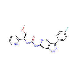 COC[C@@H](NC(=O)Nc1cc2[nH]nc(-c3ccc(F)cc3)c2cn1)c1ccccn1 ZINC000219769114