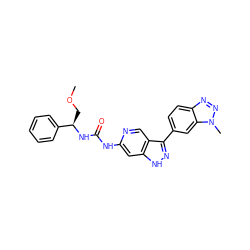 COC[C@@H](NC(=O)Nc1cc2[nH]nc(-c3ccc4nnn(C)c4c3)c2cn1)c1ccccc1 ZINC000261190160