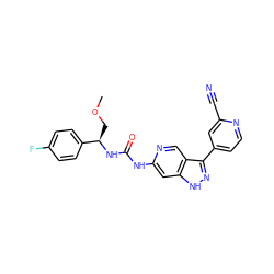 COC[C@@H](NC(=O)Nc1cc2[nH]nc(-c3ccnc(C#N)c3)c2cn1)c1ccc(F)cc1 ZINC000219759551