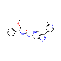 COC[C@@H](NC(=O)Nc1cc2[nH]nc(-c3ccnc(C)c3)c2cn1)c1ccccc1 ZINC000261176306