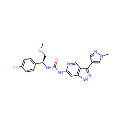 COC[C@@H](NC(=O)Nc1cc2[nH]nc(-c3cnn(C)c3)c2cn1)c1ccc(F)cc1 ZINC000261187884