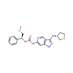 COC[C@@H](NC(=O)Nc1cc2[nH]nc(N[C@@H]3CCOC3)c2cn1)c1ccccc1 ZINC000210777479